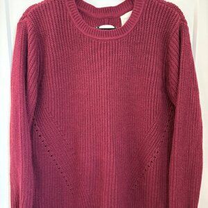 Harper Heritage Burgandy Textured Knit Sweater with Tie Detailing – Women’s M